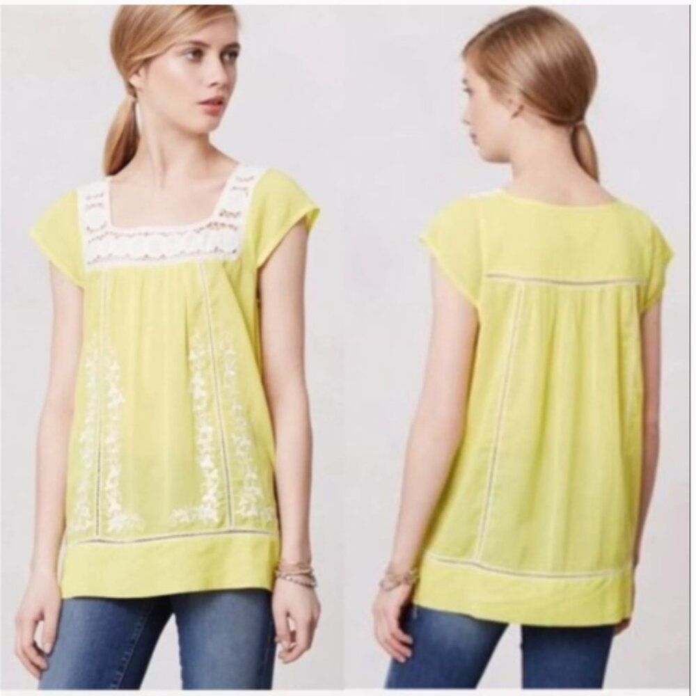 Anthro Moulinette Soeurs Peasant Blouse Women M Embroidery Cottagecore Boho